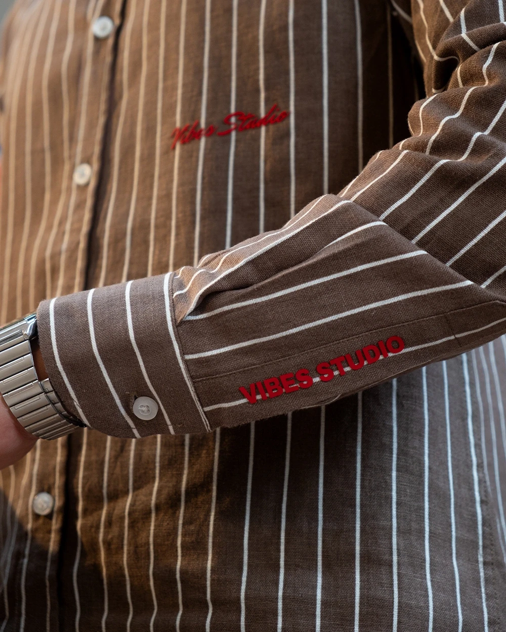 Olive & White Stripe Shirt