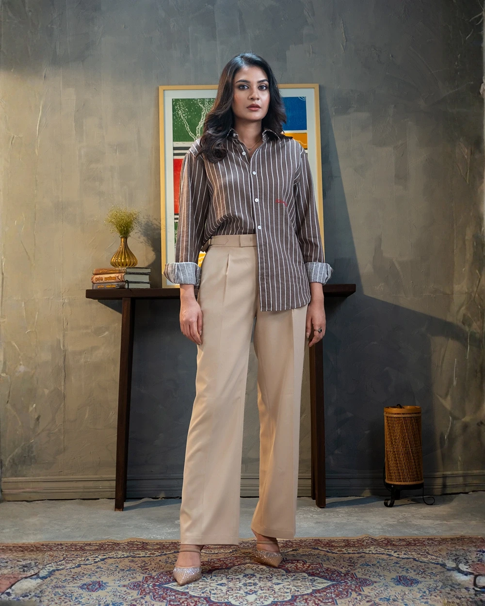 Olive & White Stripe Shirt