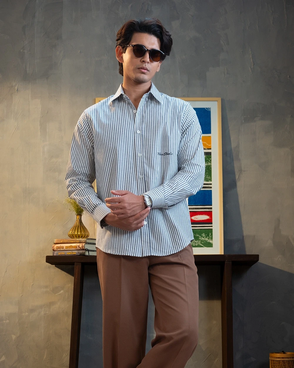 White & Grey Stripe Shirt