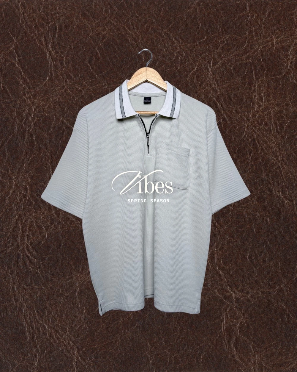 Oversized Mint Zip Polo