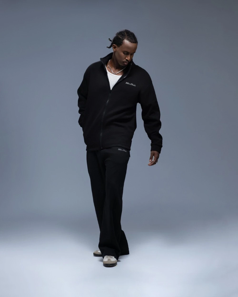 Black Funnel Neck Jacket