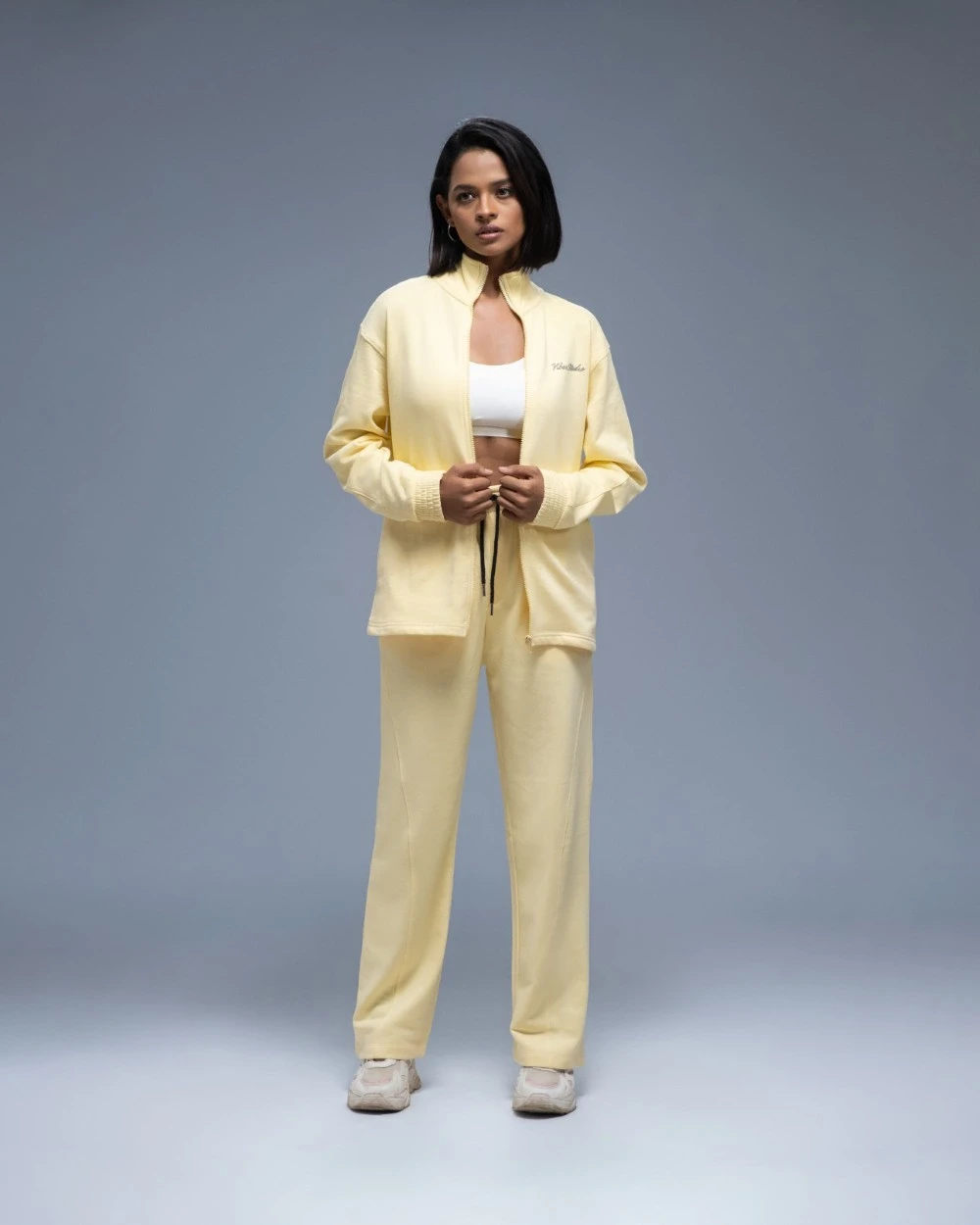 Pastel Yellow Funnel Neck Jacket