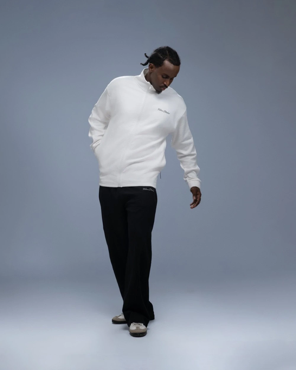 White Funnel Neck Jacket