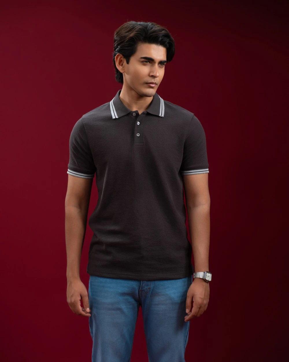 Charcoal Mercerized Cotton Polo
