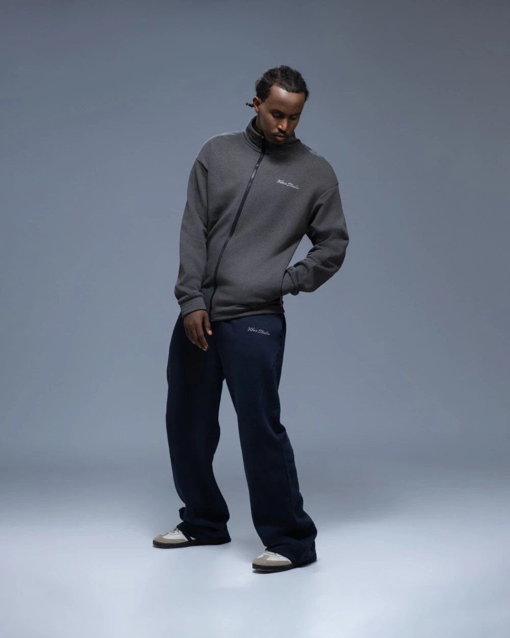 Charcoal Funnel Neck Jacket